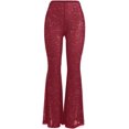 thumbnail image 2 of GFDYREE Women Rave Sheer Mesh Shiny Pants Flared High Waist Bell Bottom Pants for Party Dance Festival, 2 of 7