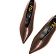 thumbnail image 2 of FSJ Women Pointed Toe Slip on Pumps V Cut Low Spool Heels Comfortable Business Daily Dress Shoes Size 8 Brown, 2 of 4