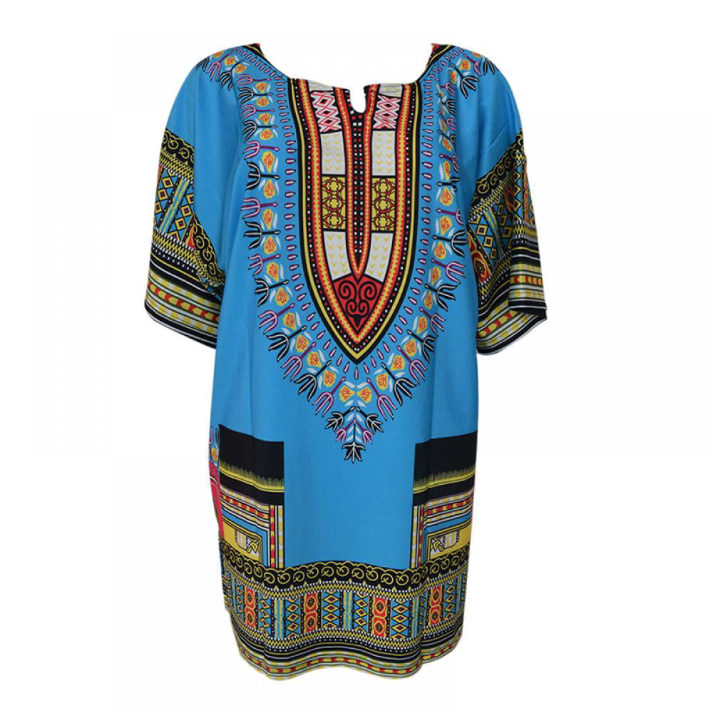 WOMENS NEW SUMMER LONG FLORAL KAFTAN DRESS DASHIKI AFRICAN TRIBAL HIPPIE 