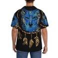 thumbnail image 3 of Pofeuu Wolf Head And Dreamcatcher Print Mens Casual Short Sleeve Shirts Beach Summer Spread Collar Pocket Tops Men's Casual Short-sleeved Shirt-X-Large, 3 of 5