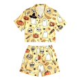 thumbnail image 4 of Women Halloween 2 Piece Pajama Sets, Button Down Short Sleeve Sleepwear, Ghost Pumpkin Print Shirts and Shorts, 4 of 4