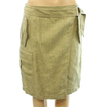 - Lauren Ralph Lauren NEW Beige Womens Size 10 Cargo Linen Wrap Skirt