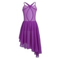 thumbnail image 2 of XUNZOO Girls Cutout Back High Low Lyrical Dance Dress Irregular Hem Ballroom Dance Dress Purple XL, 2 of 6