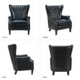 thumbnail image 6 of Traditional Genuine Leather Accent Chairs with Nailhead Trim Tufted Armchairs Set of 2 for Living Room Navy, 6 of 7