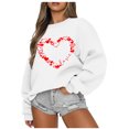 thumbnail image 2 of Elvqul Womens Graphic Sweatshirts White Fall Valentine's Day Tops Crewneck Long Sleeve Tees Juniors Sweatshirts, 2 of 5