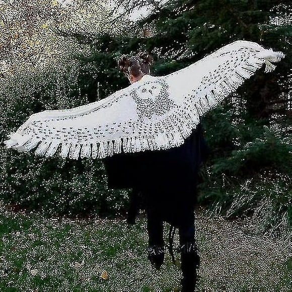 160cm Retro Owl Scarf, Hedwig Knitting Pattern Thick Warm Winter Scarf, Wrap Tassel Scarves Knitted Ladies Shawl