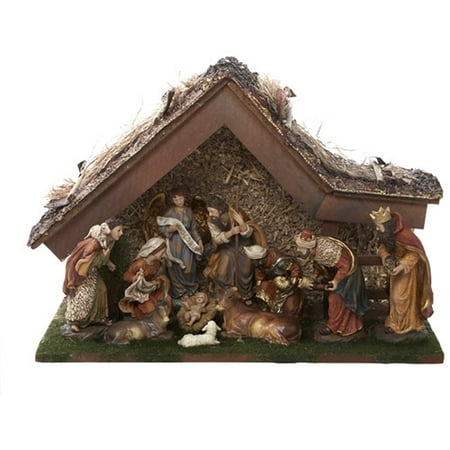 Kurt Adler 12" Nativity Set with Stable and 10 Figures