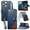 Blue, variant on For IPhone 17 Pro Max Wallet For Women Men,Patchwork Style Durable PU Leather Magnetic Flip Lanyard Strap Wristlet Zipper Card Holder Wallet Phone Case