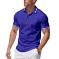 thumbnail image 2 of Mens Polo Shirts Short Sleeve Dual Tipped Collar T-Shirt Cotton Pique Buttons Classic Fit Casual Golf Shirts Royal Blue 3XL, 2 of 9