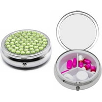 Set of 2 Circular Triple-Compartment Pocket Purse Pill Box & Organizer With Insert (Peridot Gemstones)