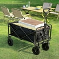 thumbnail image 5 of Collapsible Folding Garden Cart with Brake, Outdoor Camping Wagon with 360 Degree Swivel Wheels and Adjustable Handle, Park Utility Picnic Camping Cart, Black (5in), 5 of 11