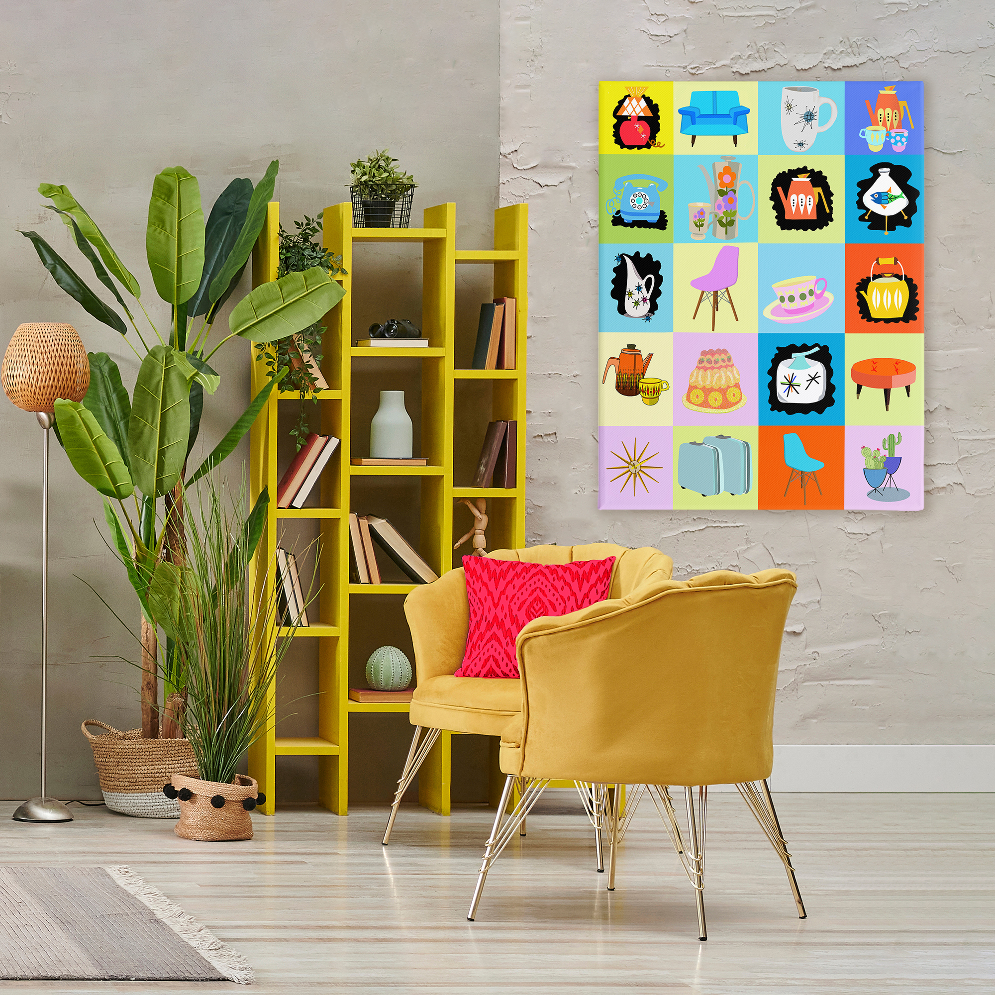Retro Vintage Vignettes Canvas Wall Art, design by Lynnda Rakos
