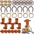 thumbnail image 1 of 42 Piezas de Centros de Mesa Occidentales con Mini Botas Vaquero con Forma de , Ruedas Marrones y Sombrero, Bolsas de Heno y Cuerdas, Regalos para Manualidades Cumpleaños, 1 of 5