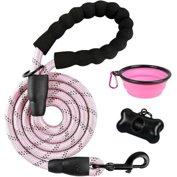 Eryueer Dog Leashes for Large Dogs Heavy Duty Dog Leash 4/5/6 FT with Comfortable Padded Handle and Highly Reflective Threads for Medium Large Dogs Walking Training Running (5FT-1/2,Baby Pink)