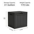 thumbnail image 2 of Uforic 31 Gallon Outdoor Deck Box, Weatherproof Resin, Lockable, Patio & Garden Storage, Black, 2 of 6