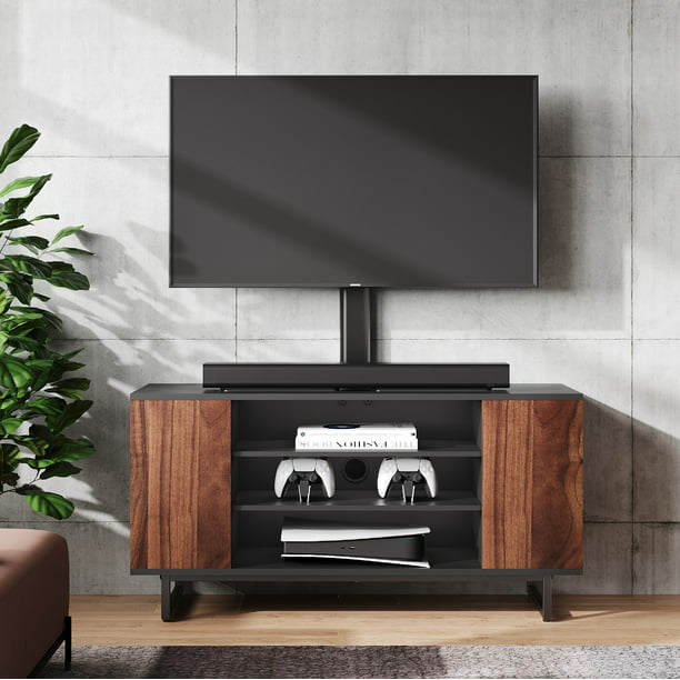 Tiers Floor Wood Tv Stand Media Console, Metal And Wood Tv Console Table
