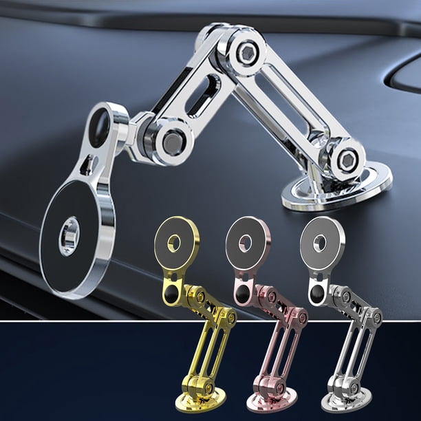 Soporte para teléfono tableta para vehículo Aleación CNC Metal | Diseño de brazo mecánico | Ajustable multipunto | Soporte universal para consola de coche | Soporte de soporte estable | Plata