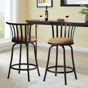 FurnitureR Barstools Set of 2, Modern Bar Chairs for Home Kitchen, Adjustable Seat Height Bar Stools, 24"/29" Conversion Legs, Counter Height Barstools with Swivel Seat and Metal Legs for Dining Room
