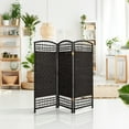 thumbnail image 7 of Red Lantern 4 ft. Short Fiber Weave Folding Screen - Black - 3 Panels, 7 of 7