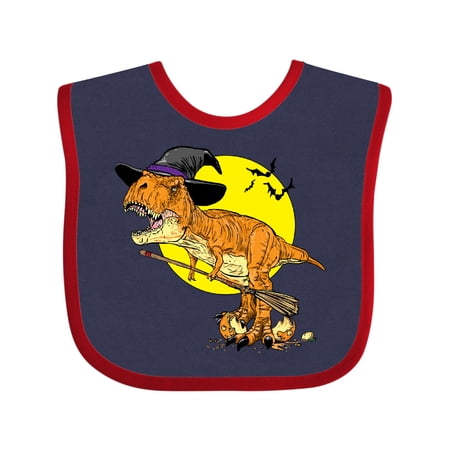 Inktastic Roaring Tyrannosaurus Rex Witch on Halloween Boys or Girls Baby Bib