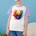 thumbnail image 2 of Feancey T-Shirt Graphique 3D Enfants Garçons Filles Mignon Imprimé Manches Courtes Hauts Doux Décontracté Col Rond Blouse Été Chandail T-Shirts Soldes Violet 9 Ans, 2 of 9