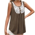 thumbnail image 1 of Hauts Grande Taille pour Femmes en Liquidation, Blouse à Manches Courtes d'Été pour Femmes, Haut Décontracté à Col Rond avec Dentelle et Patchwork, 1 of 4