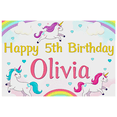 thumbnail image 2 of Colorful Unicorn Themed Happy 5th Birthday Backdrop Banner for Olivia Party Decorations Photography Props Birthday Party Supplies Background Decor, 2 of 8