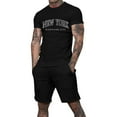 thumbnail image 2 of Short Sets for Men New York Graphic Crewneck T Shirt and Shorts 2 Piece Matching Set Mens Summer Outfits, 2 of 5