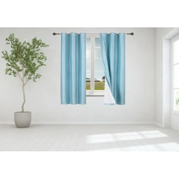 Gorgeous Home Linen 1 Set Light Blue Blackout Panel Window Grommet Curtain Foam Lined 35" Wide X 63" Long each pc