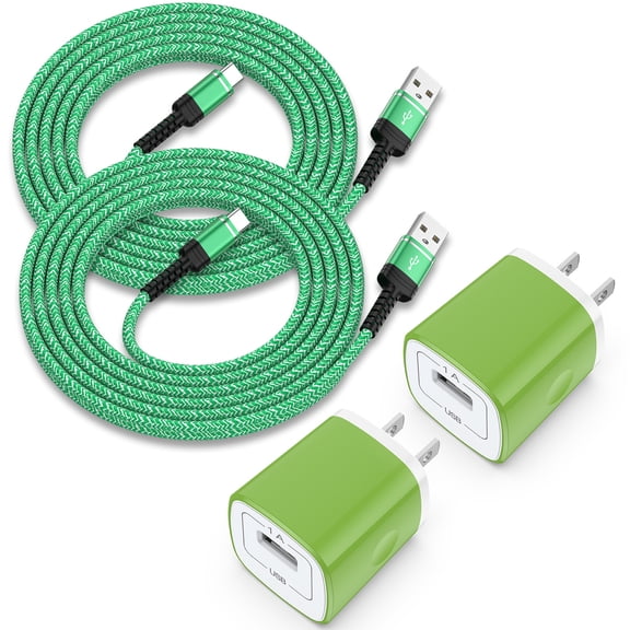 Charging Block, 2 Pack USB C Charger Block with 6FT Type C Charging Cable, Type C Charging Box USB C Block Charger Wall Charger Power Adapter Charger Station with Type C Phone Charger Cords, Green