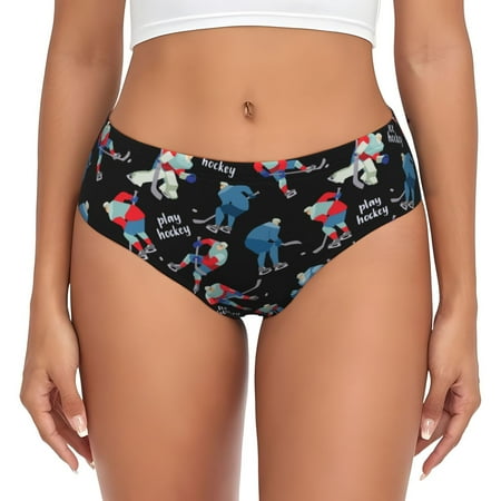 Womens Underwear - ice hockey black cool No Show Seamless Underwear for Women  Soft Stretch Womens Panties  Hipster Ladies Panties Bikini Underwear Briefs