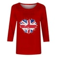 thumbnail image 5 of WREESH Womens Great Britain Uk Flag T-Shirts Casual 3/4 Sleeve T-Shirts Basic Crewneck Graphic Tees Loose Fit Pullover Blouses Tunic Tops Red, 5 of 5