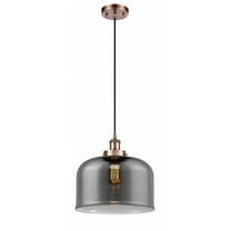 916-1P-AC-G73-L-Innovations Lighting-Bell - 1 Light Cord Hung Mini Pendant In Industrial Style-11.38 Inches Tall and 12 Inches Wide-Antique Copper