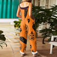 thumbnail image 4 of Stralyhd Halloween Casual Rompers Halloween Holiday Square Neck Jumpsuit Party Jumpsuits with Pockets Halloween Pumpkin Print Long Pants Yellow S, 4 of 7