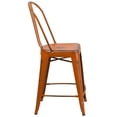thumbnail image 3 of 24'' High Distressed Copper Metal Indoor-Outdoor Counter Height Stool with Back, 3 of 9
