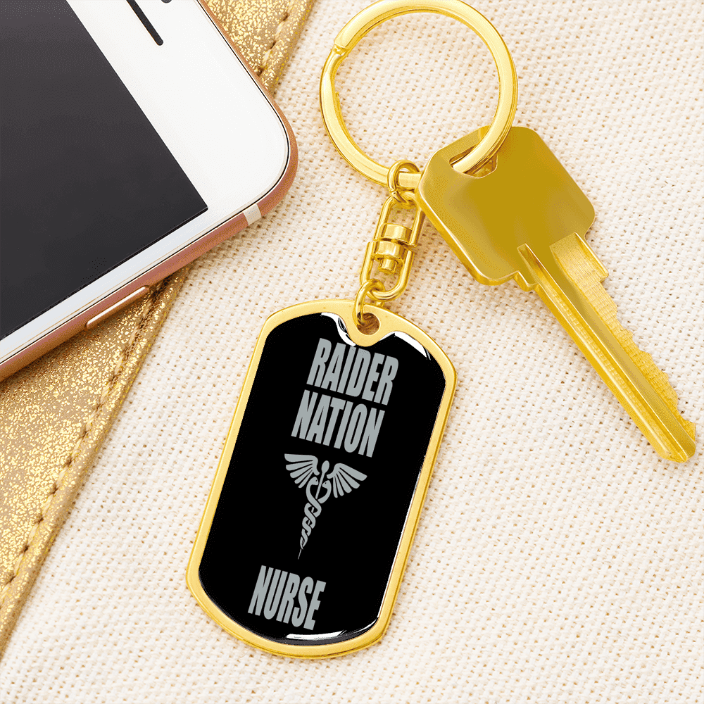Raider Nurse Swivel Keychain Dog Tag Stainless Steel or 18k Gold