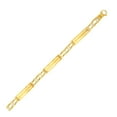 thumbnail image 1 of 14k Two-Tone Gold Fancy Bar Men's Bracelet Curved Connectors 8.25 in, 1 of 2