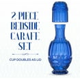 thumbnail image 3 of Elle Decor, Bedside Water Carafe with Tumbler 33-Ounce Pitcher and Matching Drinking Glass, Blue, 3 of 8