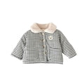 thumbnail image 2 of Chaquetas y abrigos casuales de manga larga sin capucha para niños, otoño e invierno, de manga larga, con cuello a cuadros, bordado de osito de peluche, chaqueta de manga larga con botones, abrigo de, 2 of 8