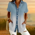 thumbnail image 2 of Sentmoon Chemise en Denim pour Femmes Décontractée à Manches Courtes, Col à Revers, Boutonnée, Coupe Ample, Couleur Dégradée, Extensible, Mode Plage pour Femmes, Douce et Confortable, P-2TG, 2 of 6