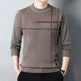 thumbnail image 1 of Autumn Winter New Middle Aged Men's Warm Sweater Han Simple Temperament Solid Jacquard Screw Thread Round Neck Pullover Knit Top, 1 of 5