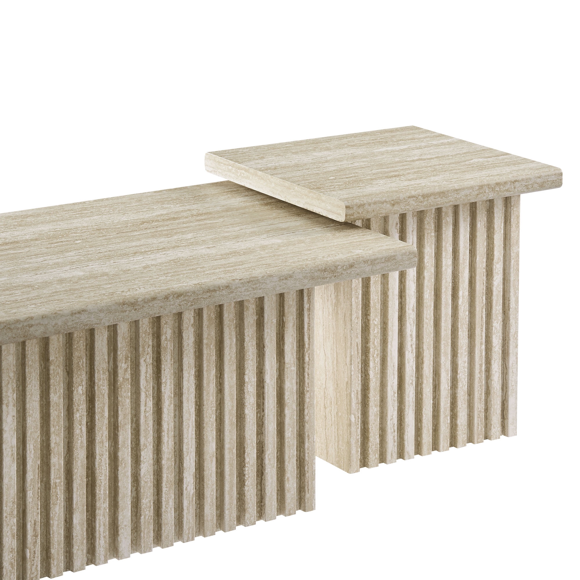 Render Coffee Tables Set of 2 in Travertine