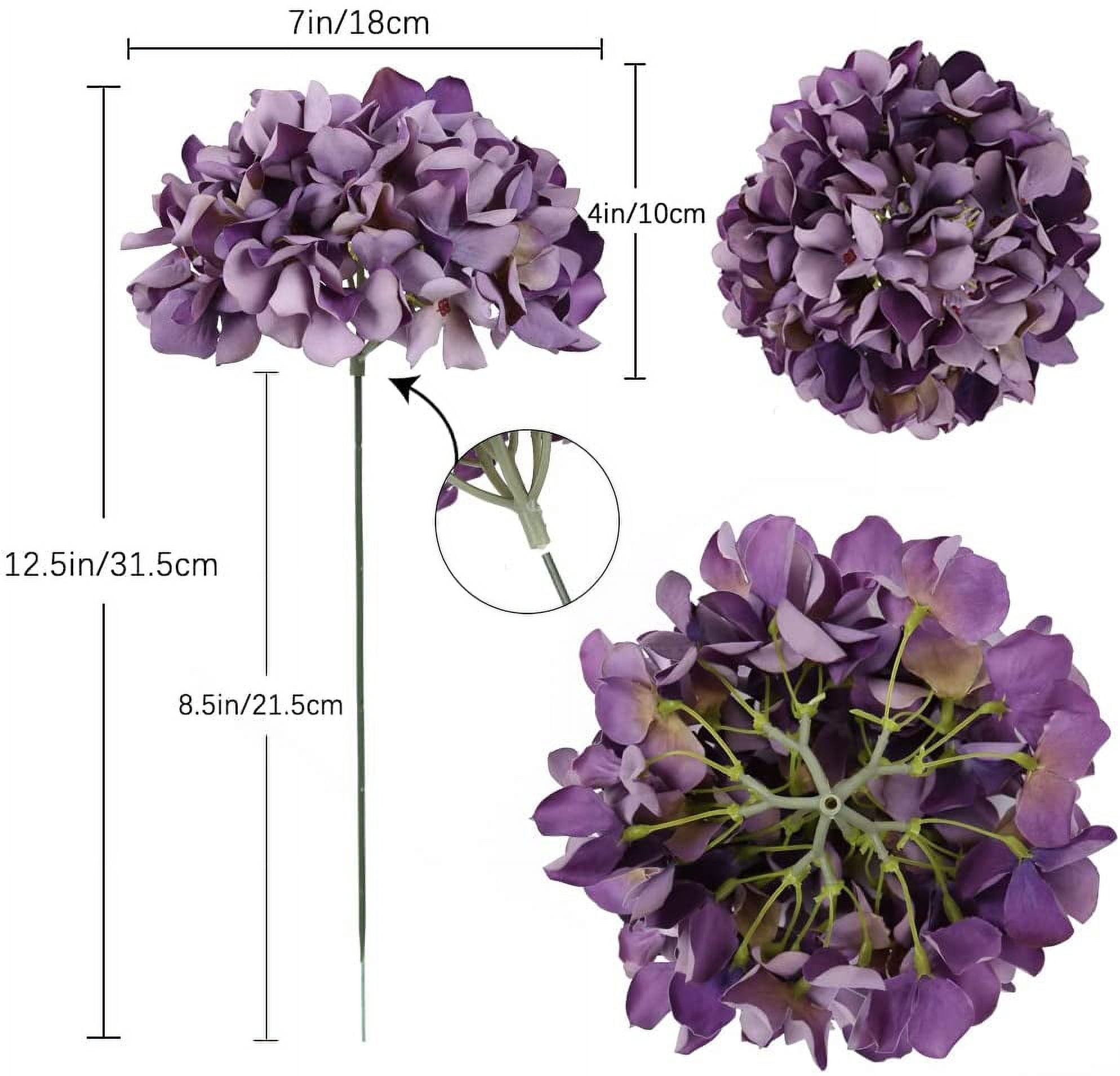 Vintage Purple Hydrangea Large Silk Flowers 10pcs Purple Hydrangea Artificial Flowers Purple Fake Flowers for Vintage Wedding Decoration Silk Flower Baby Shower Centerpieces (Vintage Purple) A