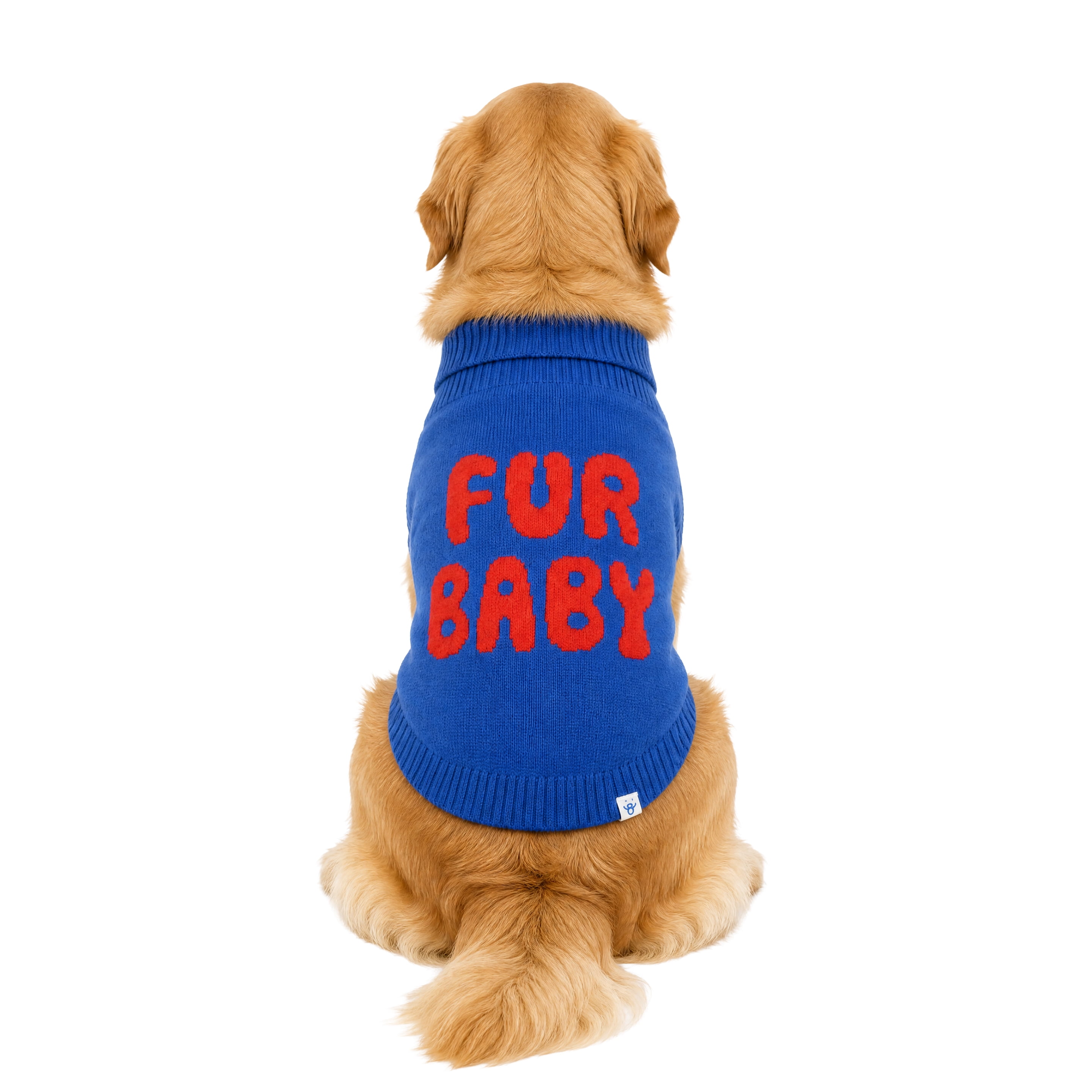 Oodles Fur Baby Fall Turtleneck Dog Sweater, Blue, XL