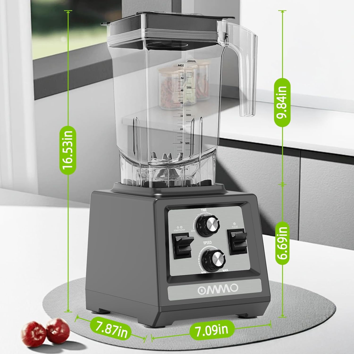 Blender for Smoothies: 1800W Peak Blenders for Kitchen, 68oz BPA-Free Pitcher, Timer & Speed Control, 6 Stainless Steel Blades, Dishwasher Safe Blender for Ice Crush/Smoothies/Frozen Drinks/Grey