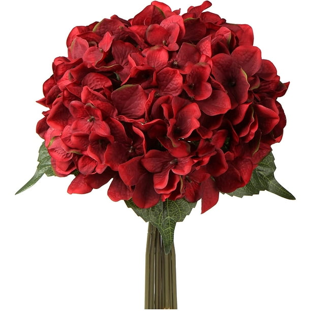 Silk Hydrangea Heads with Stems, Artificial Flower Heads DIY Wedding