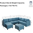 thumbnail image 2 of LLappuil Modular Sectional Sofa, 112" U-Shaped Sectional Couch with Storage, Modular Sectional Sofa Couch with Storage Ottoman, Faux Leather Fabric Waterproof 8 Seat Sectional Sofa Blue, 2 of 7