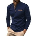 thumbnail image 2 of Zylanna Men's Henley Shirts, Color Block Pocket Button Crew Neck Long Sleeve Casual Pullover for Men Navy, 2 of 4