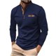 thumbnail image 2 of Blusa y camisa de cuello alto de manga larga para hombre, moda versátil, bloque de color, botones, blusa de cuello alto de manga larga, abrigo de poliéster para hombre, 2 of 4
