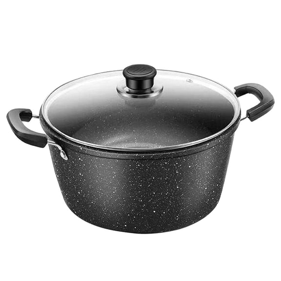 DEEPCRAFF Round Nonstick Stock Pot Black Easy Cleaning 1Pack